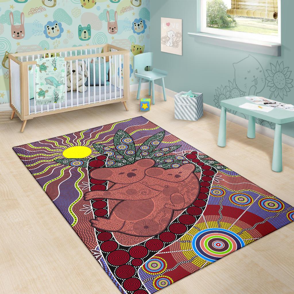 aboriginal-area-rug-koala-sun-dot-painting-circle-patterns