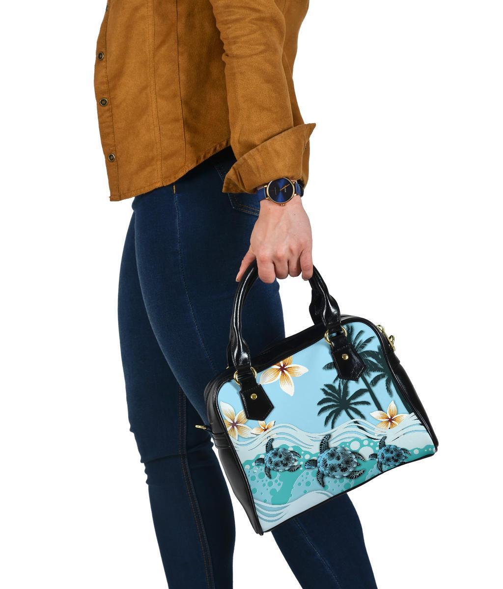 New Zealand Shoulder Handbag - Blue Turtle Hibiscus - Vibe Hoodie