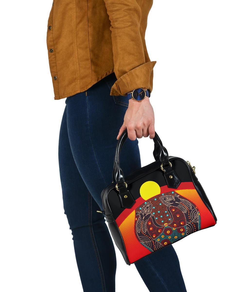 Shoulder Handbag - Aboriginal Sublimation Dot Pattern Style (Red) - Vibe Hoodie