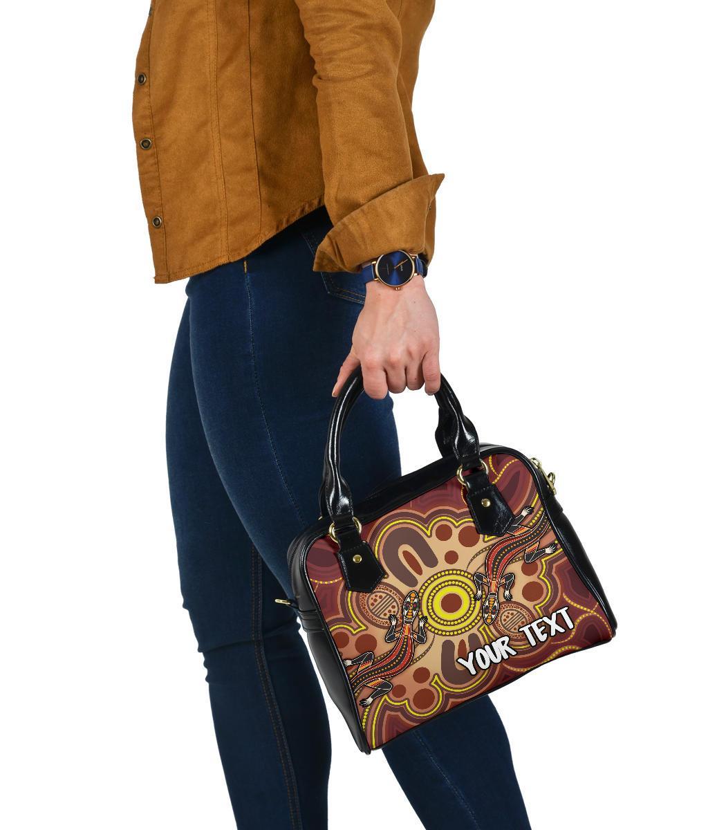 [Custom] Aboriginal Shoulder Handbag, Indigenous Lizard Dot Painting Art - Vibe Hoodie