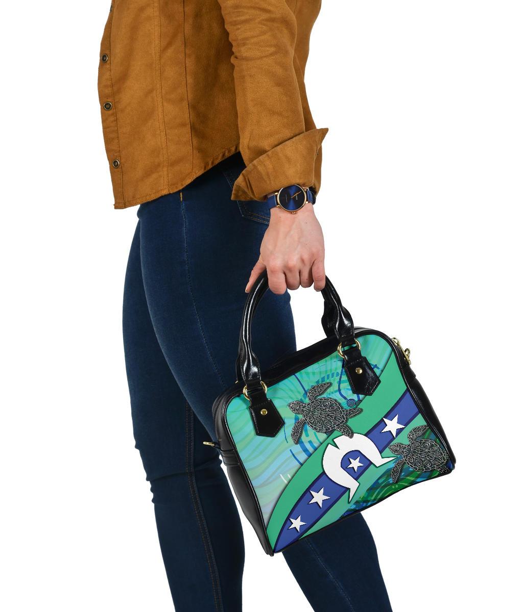 Shoulder Handbag - Torres Strait Flag And Turtle - Vibe Hoodie