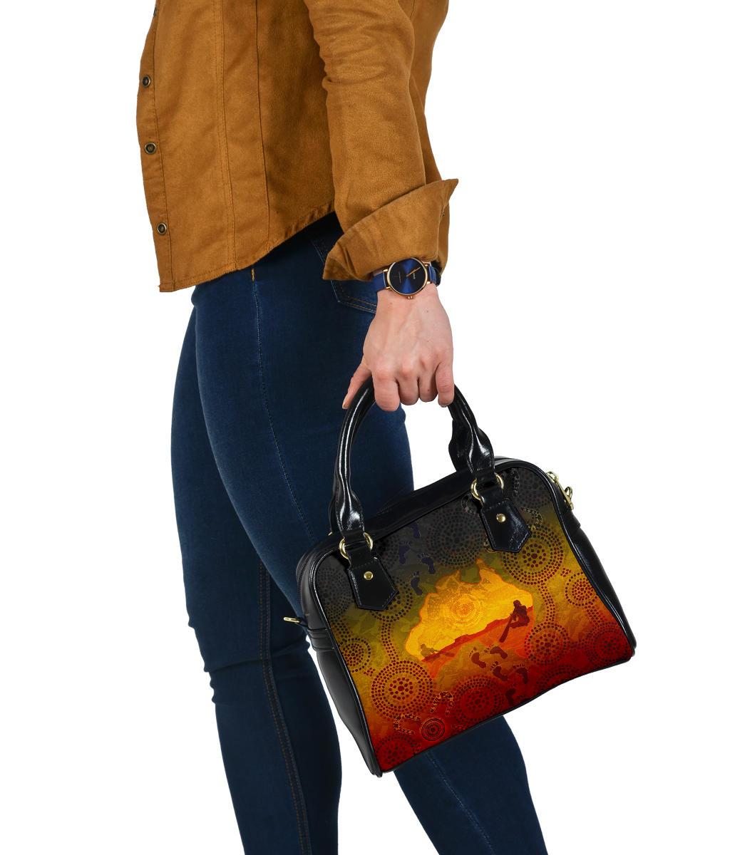 Aboriginal Shoulder Handbag, Australian Map with  Indigenous Color - Vibe Hoodie