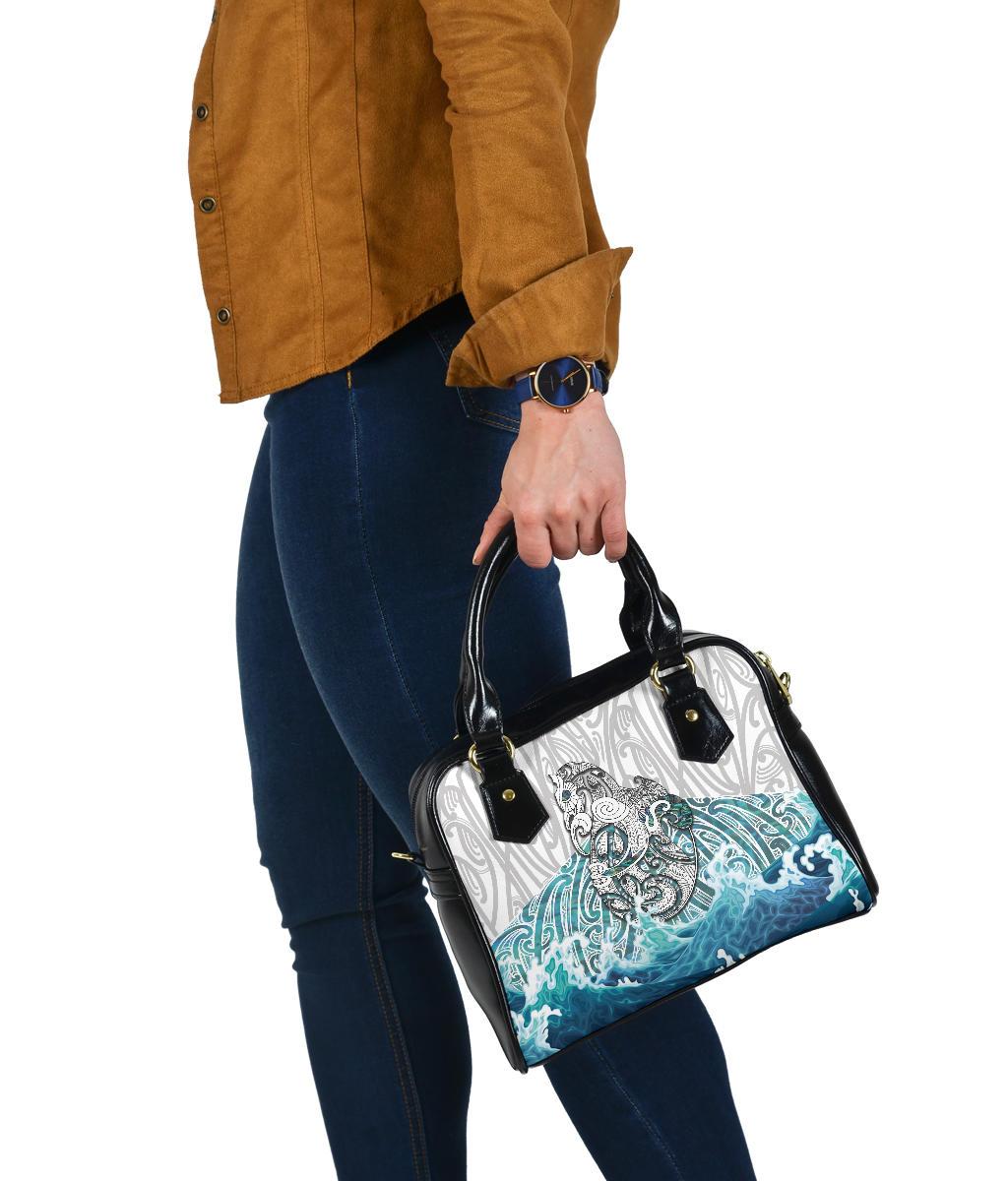 Maori Manaia The Blue Sea Shoulder Handbag, White - Vibe Hoodie