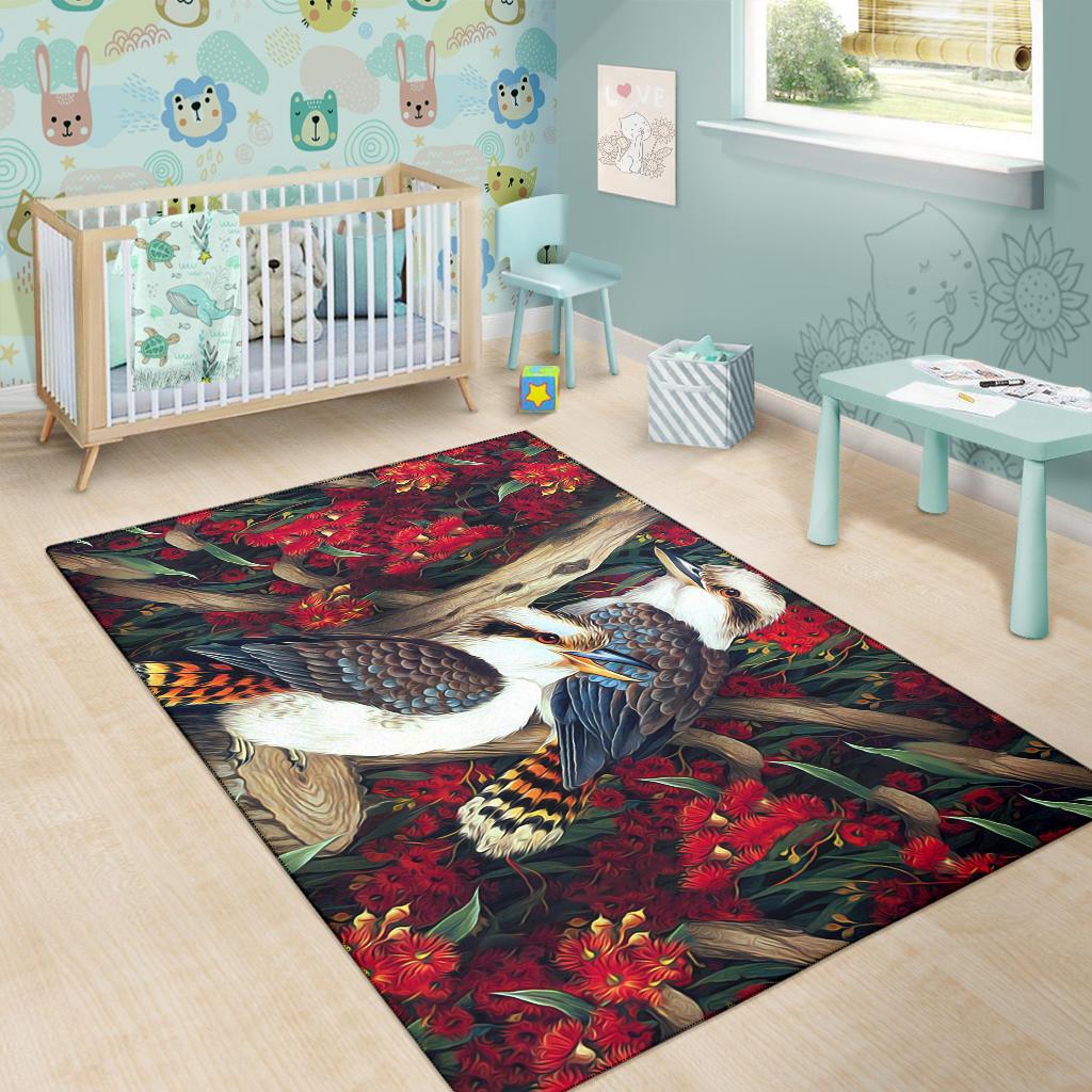 area-rug-kookaburra-rug-waratah-flowers-painting