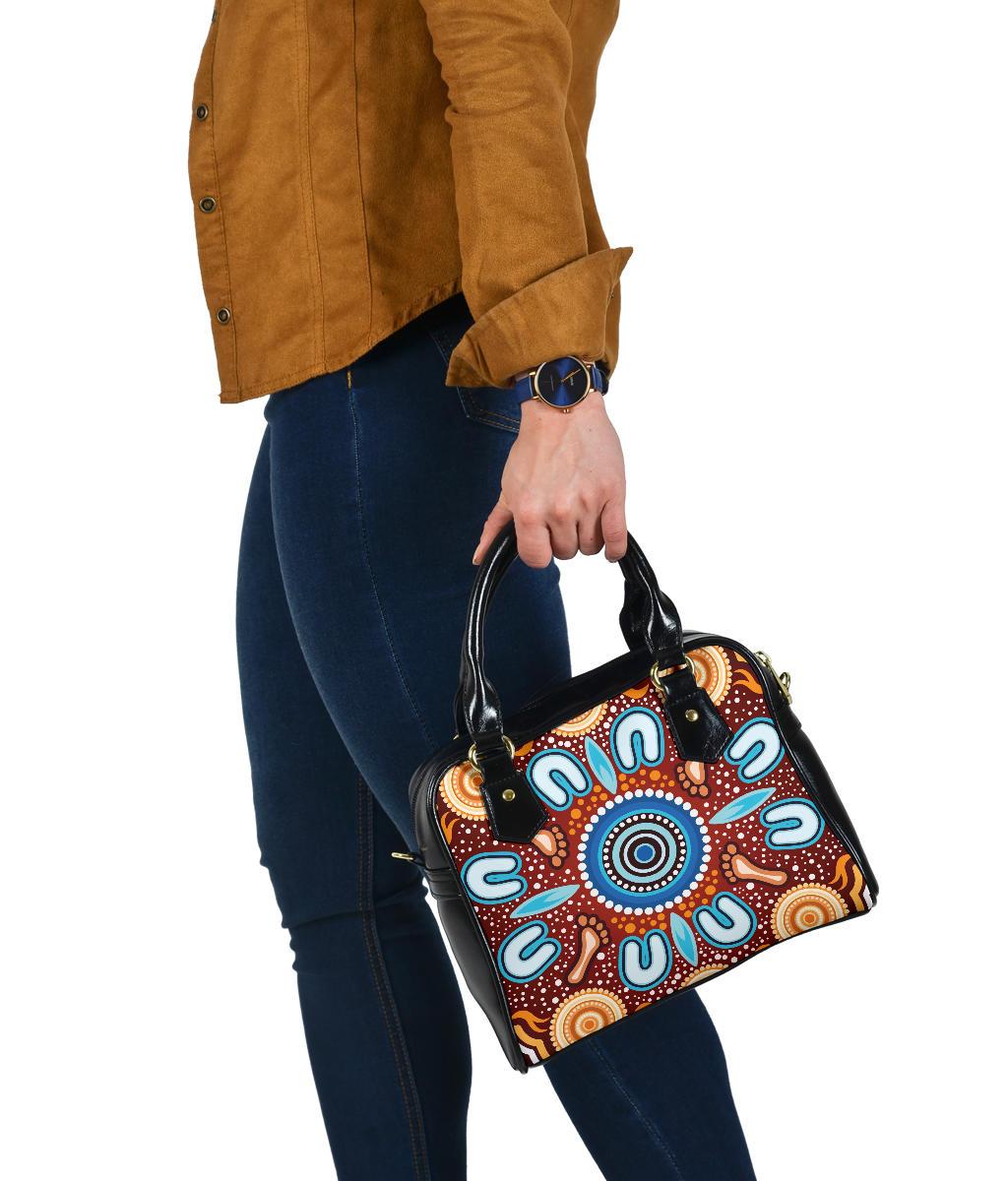 Shoulder Handbag - Indigenous Circle Dot Painting Ver02 - Vibe Hoodie