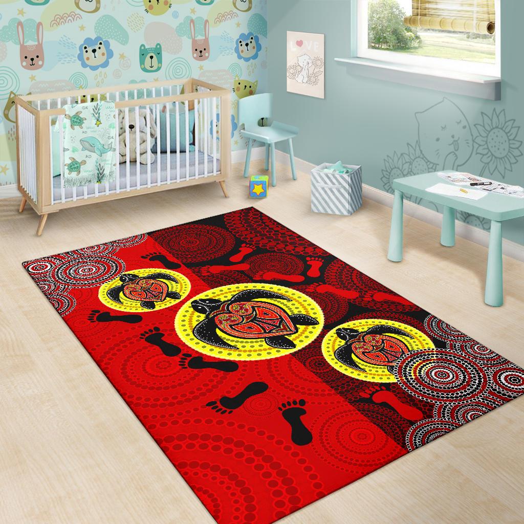 aboriginal-area-rug-turtle-footprint-circle-dot-painting