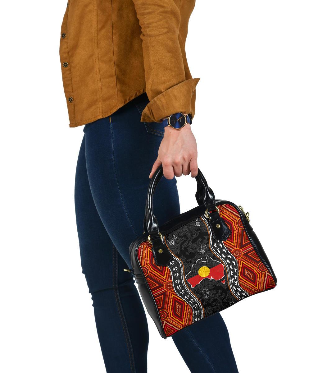 Aboriginal Shoulder Handbag - Australia Indigenous Map - Vibe Hoodie