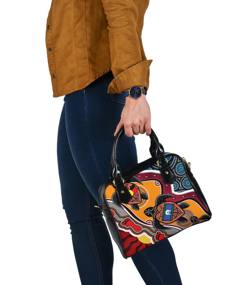 Shoulder Handbag - Australia Aboriginal Dots With Turtle and NAIDOC Flags - Vibe Hoodie