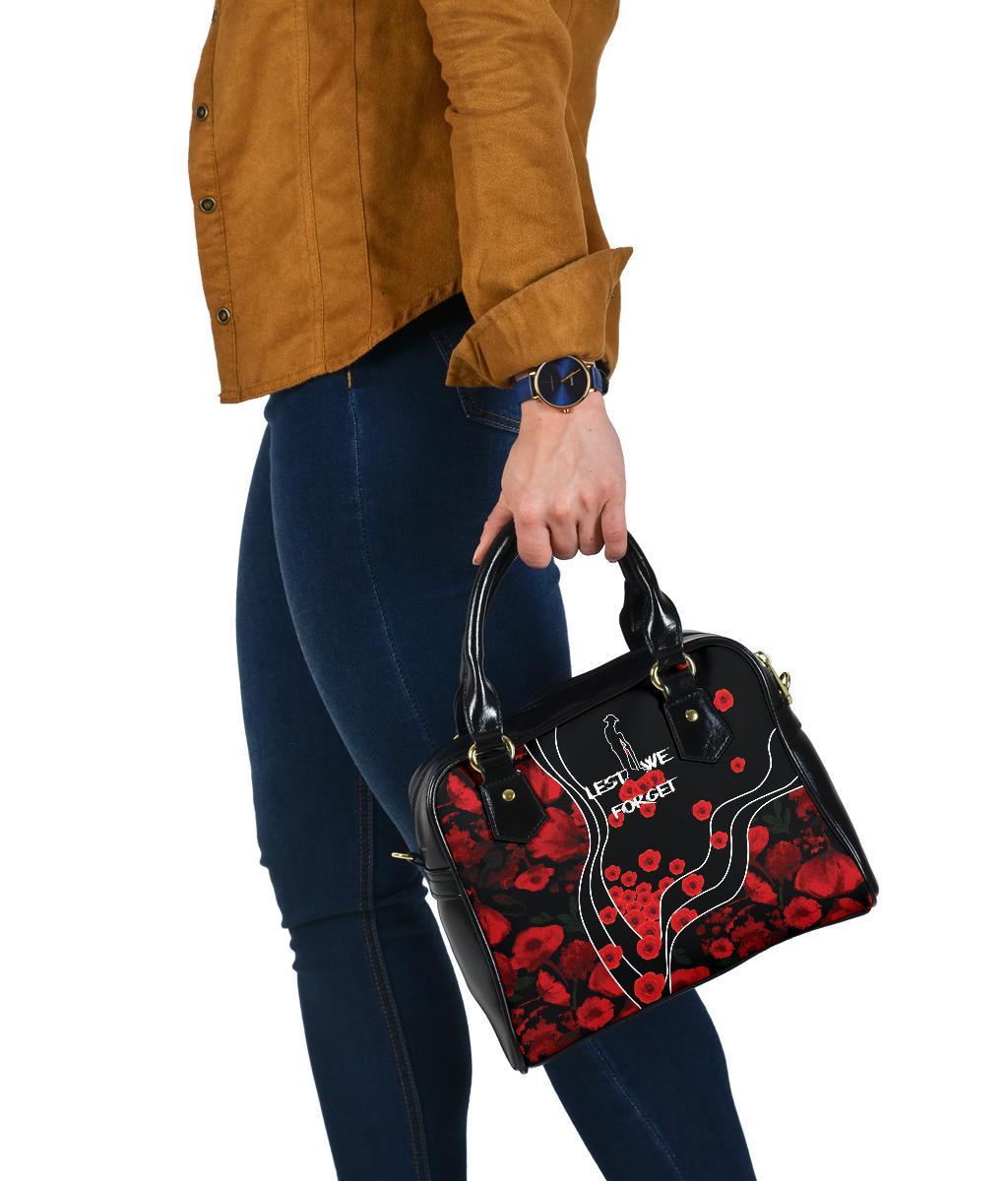 Anzac Lest We Forget Shoulder Handbag - Poppy Flowers - Vibe Hoodie