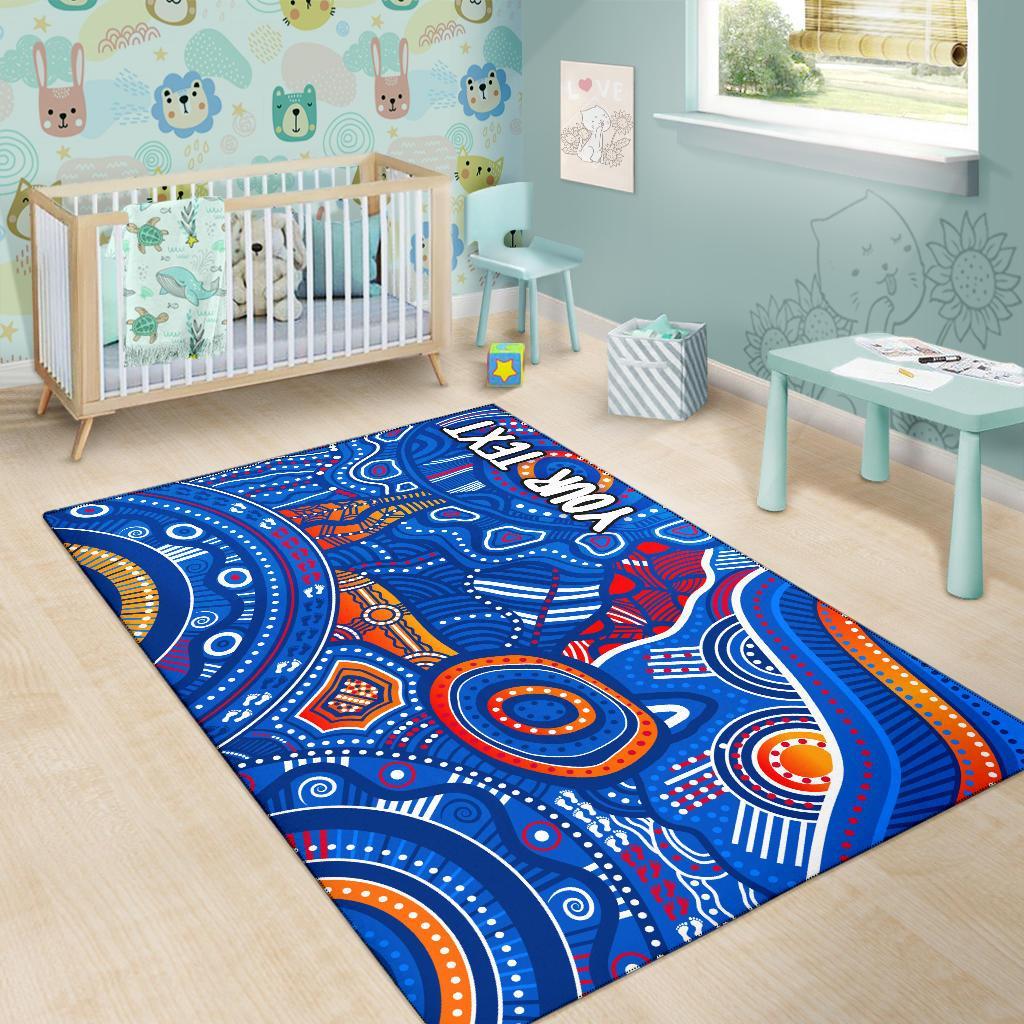 custom-text-aboriginal-area-rugs-indigenous-footprint-patterns-blue-color