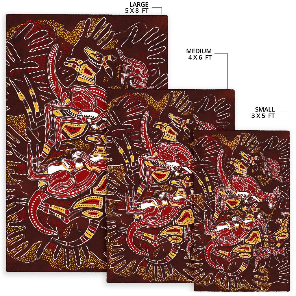 aboriginal-area-rug-kangaroo-family-with-hand-art