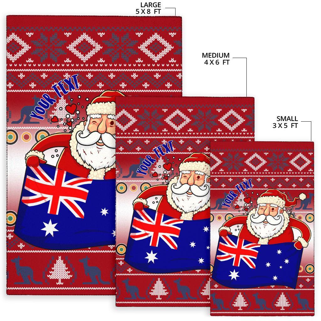 christmas-personalised-area-rug-australia-santa-claus-hold-the-flag-red