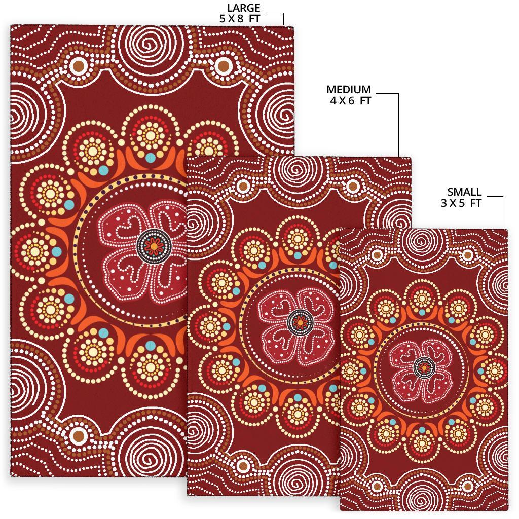 area-rug-aboriginal-dot-art-painting-with-red-poppy-flower