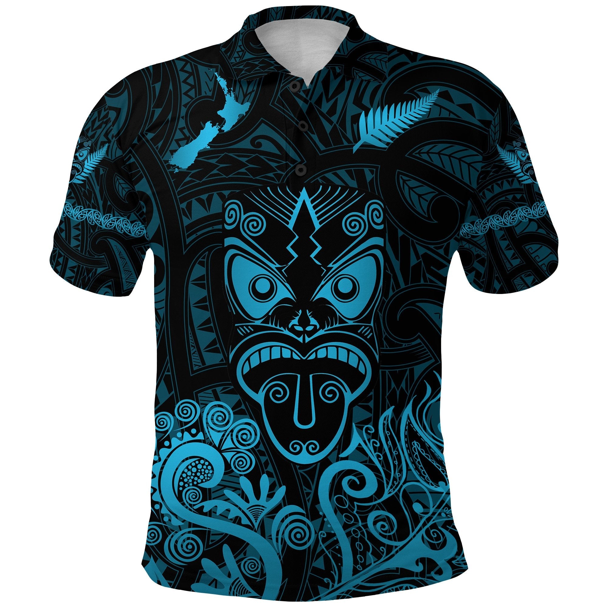 maori-aotearoa-rugby-haka-polo-shirt-new-zealand-silver-fern-turquoise