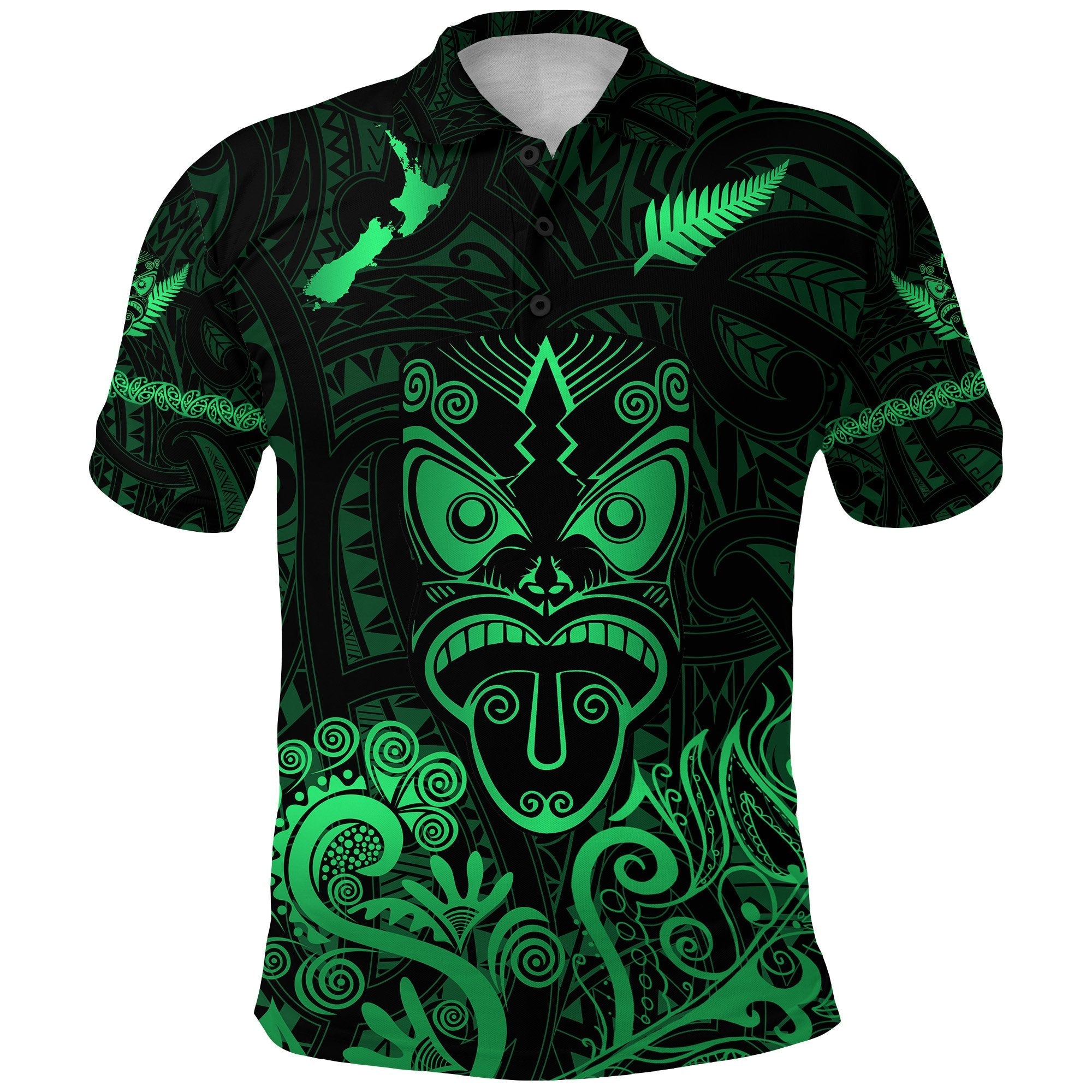 maori-aotearoa-rugby-haka-polo-shirt-new-zealand-silver-fern-green