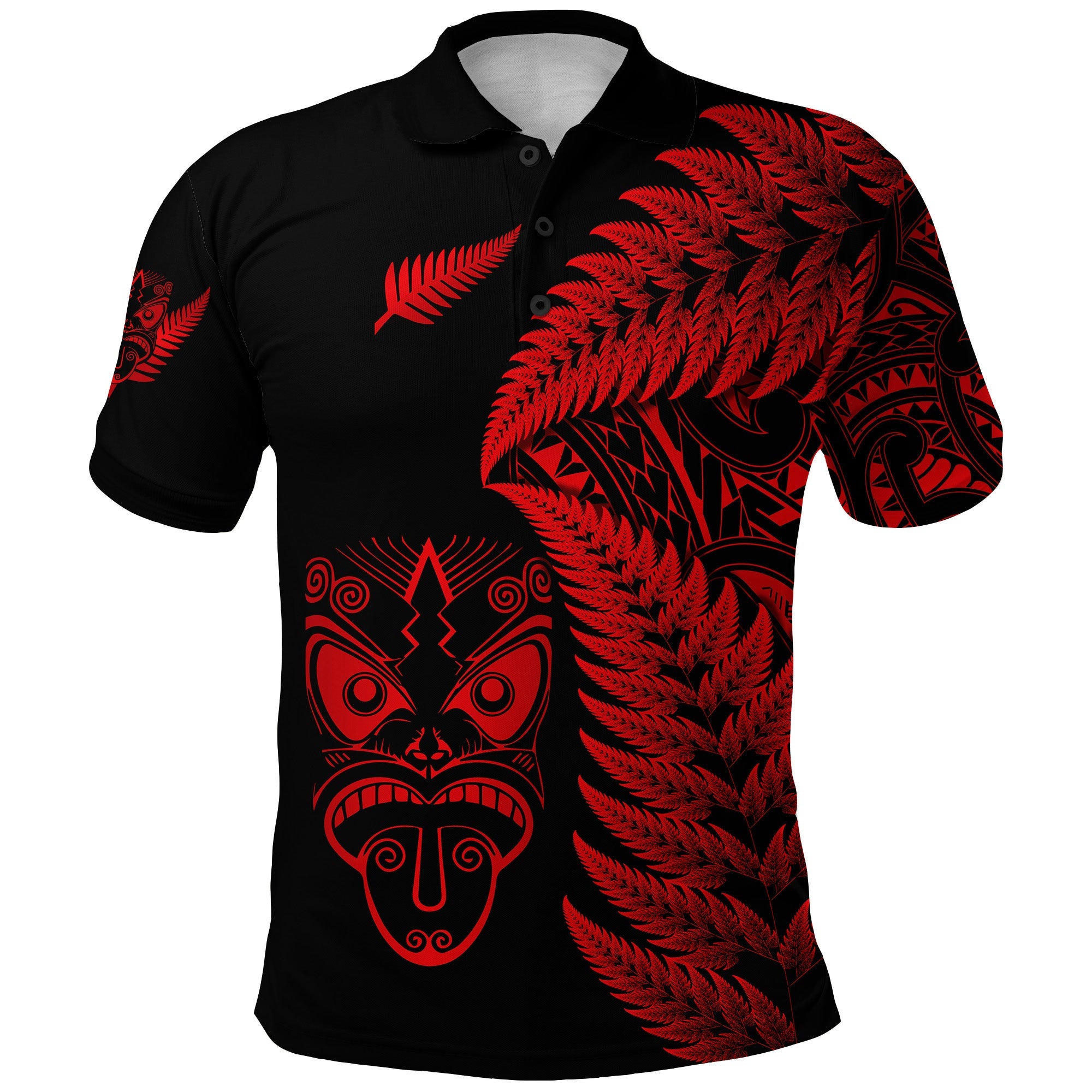 new-zealand-haka-rugby-maori-polo-shirt-silver-fern-vibes-red