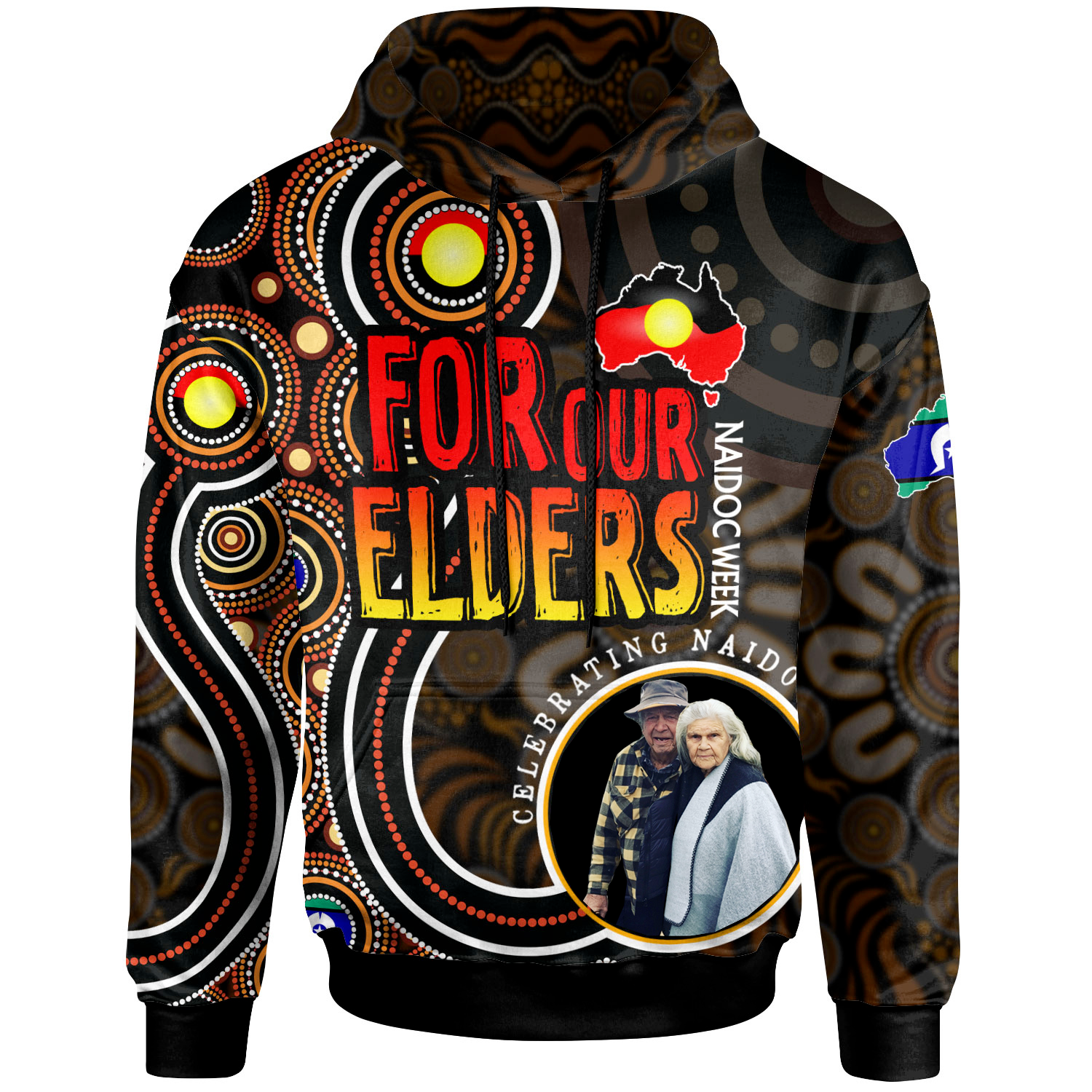 NAIDOC Week 2023 Hoodie For Our Elders Aboriginal Inspired Dot Art Hoodie