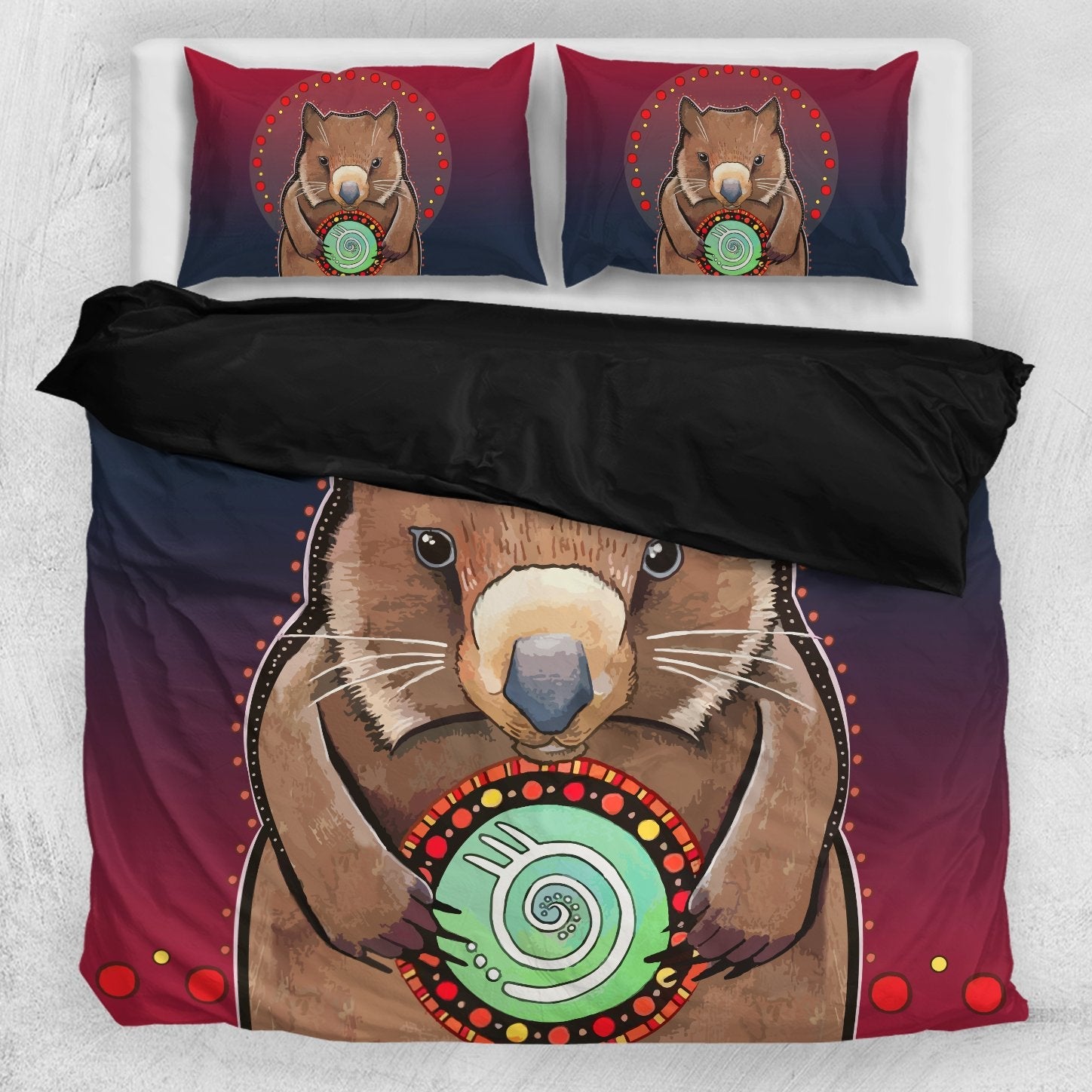 aboriginal-bedding-sets-wombat-circle-patterns-drawing-painting