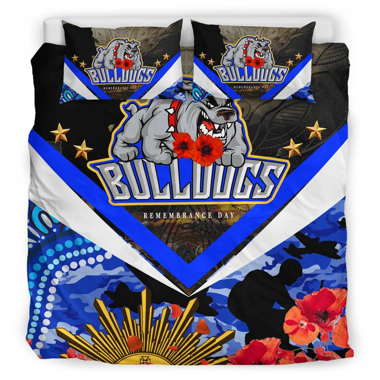 bulldogs-rugby-anzac-aboriginal-bedding-set-poppy-flower-remembrance-day-bedding-set