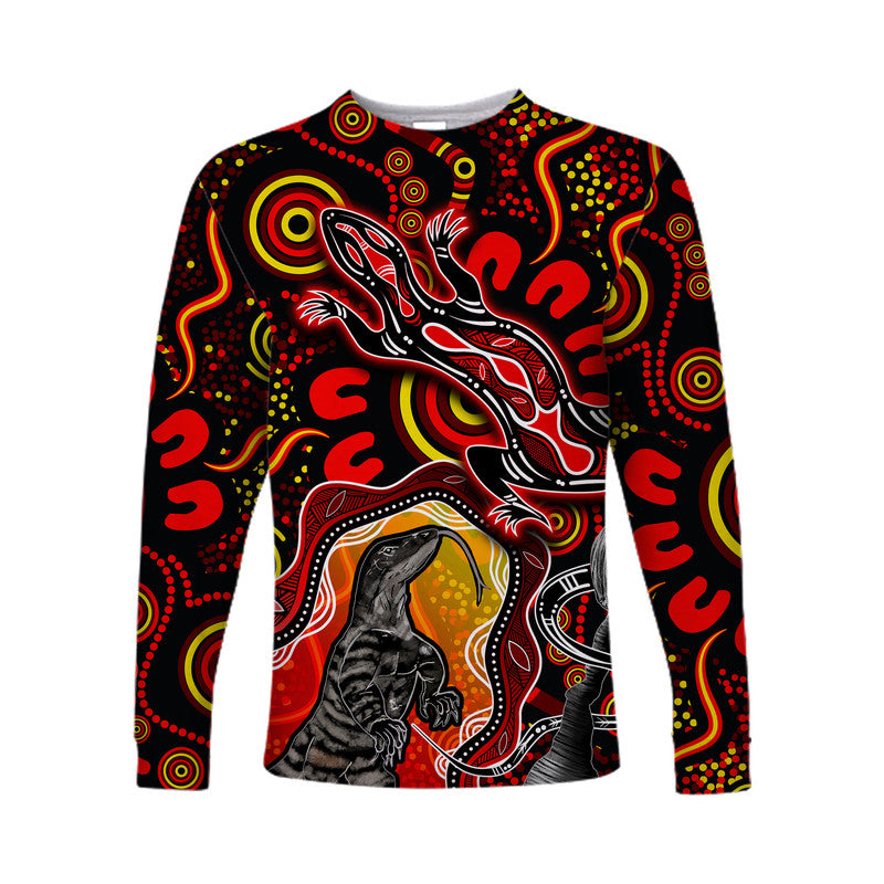 custom-personalised-aboriginal-lizard-long-sleeve-shirt-red-color