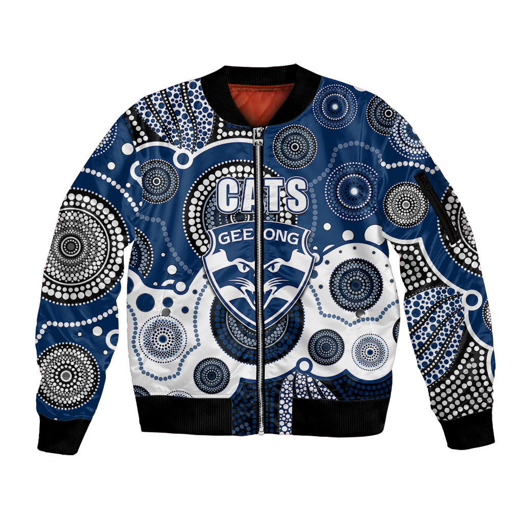 custom-personalised-and-number-cats-afl-sleeve-zip-bomber-jacket-aboriginal-patterns