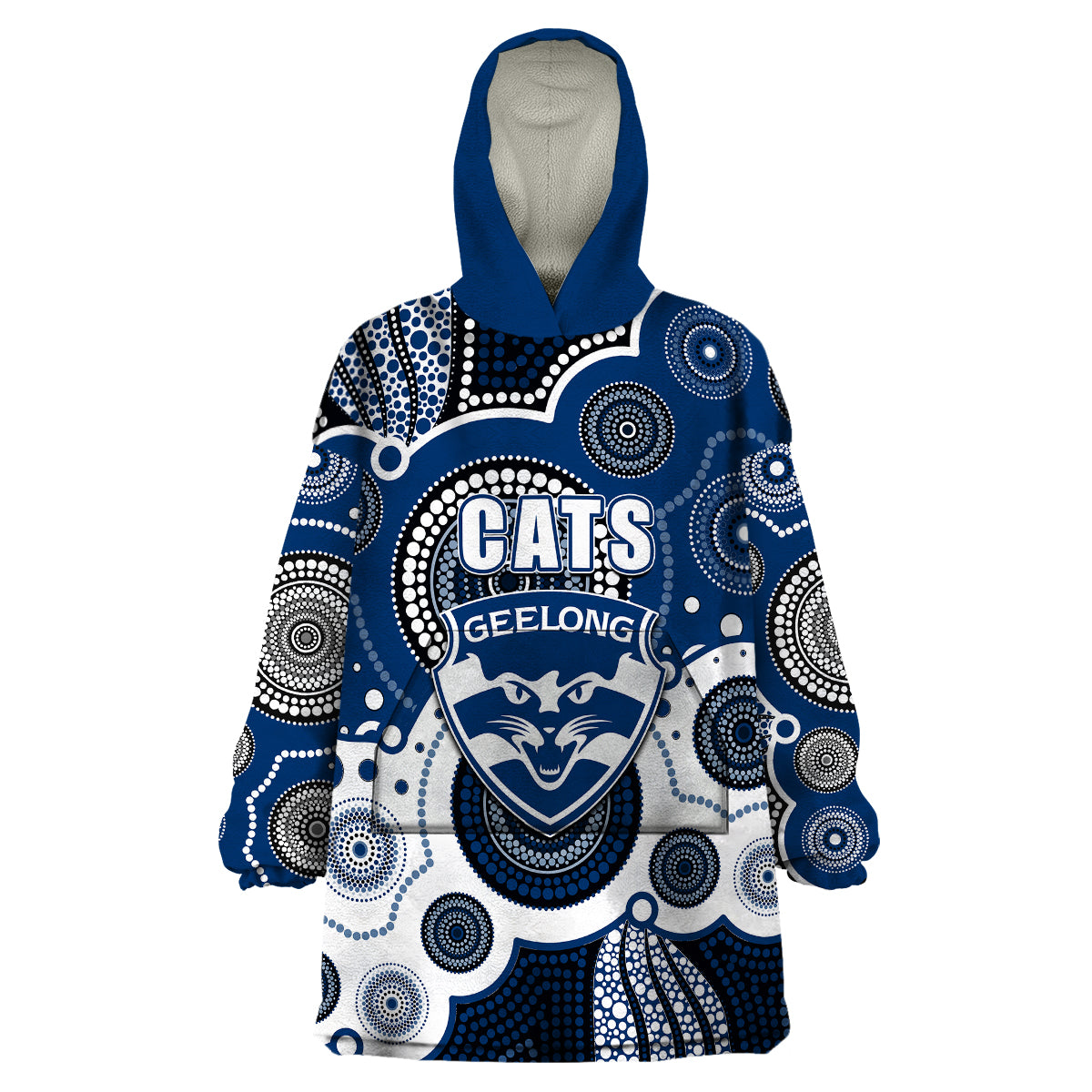 custom-personalised-and-number-cats-afl-wearable-blanket-hoodie-aboriginal-patterns