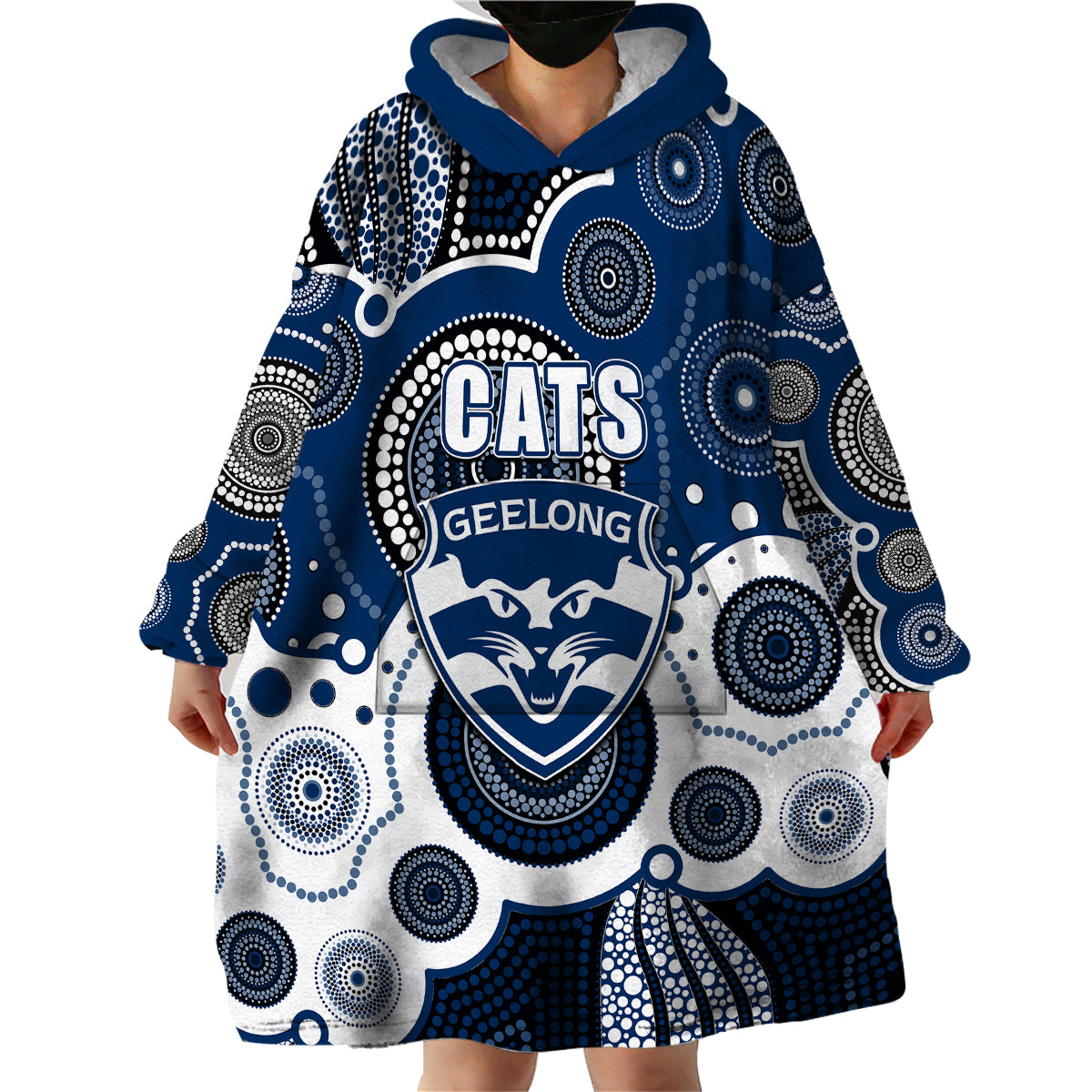 custom-personalised-and-number-cats-afl-wearable-blanket-hoodie-aboriginal-patterns