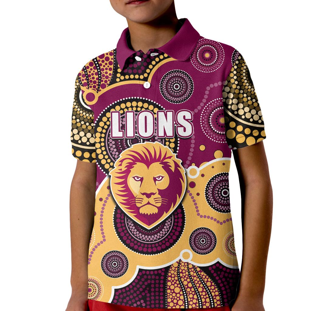 custom-personalised-and-number-lions-afl-kid-polo-shirt-aboriginal-patterns