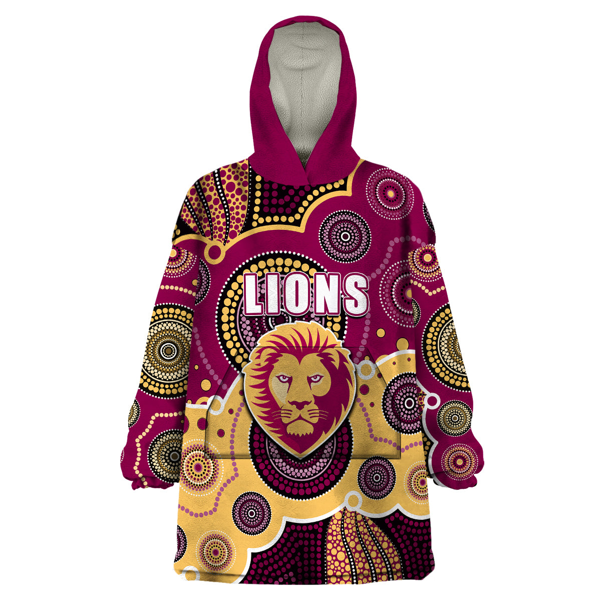 custom-personalised-and-number-lions-afl-wearable-blanket-hoodie-aboriginal-patterns