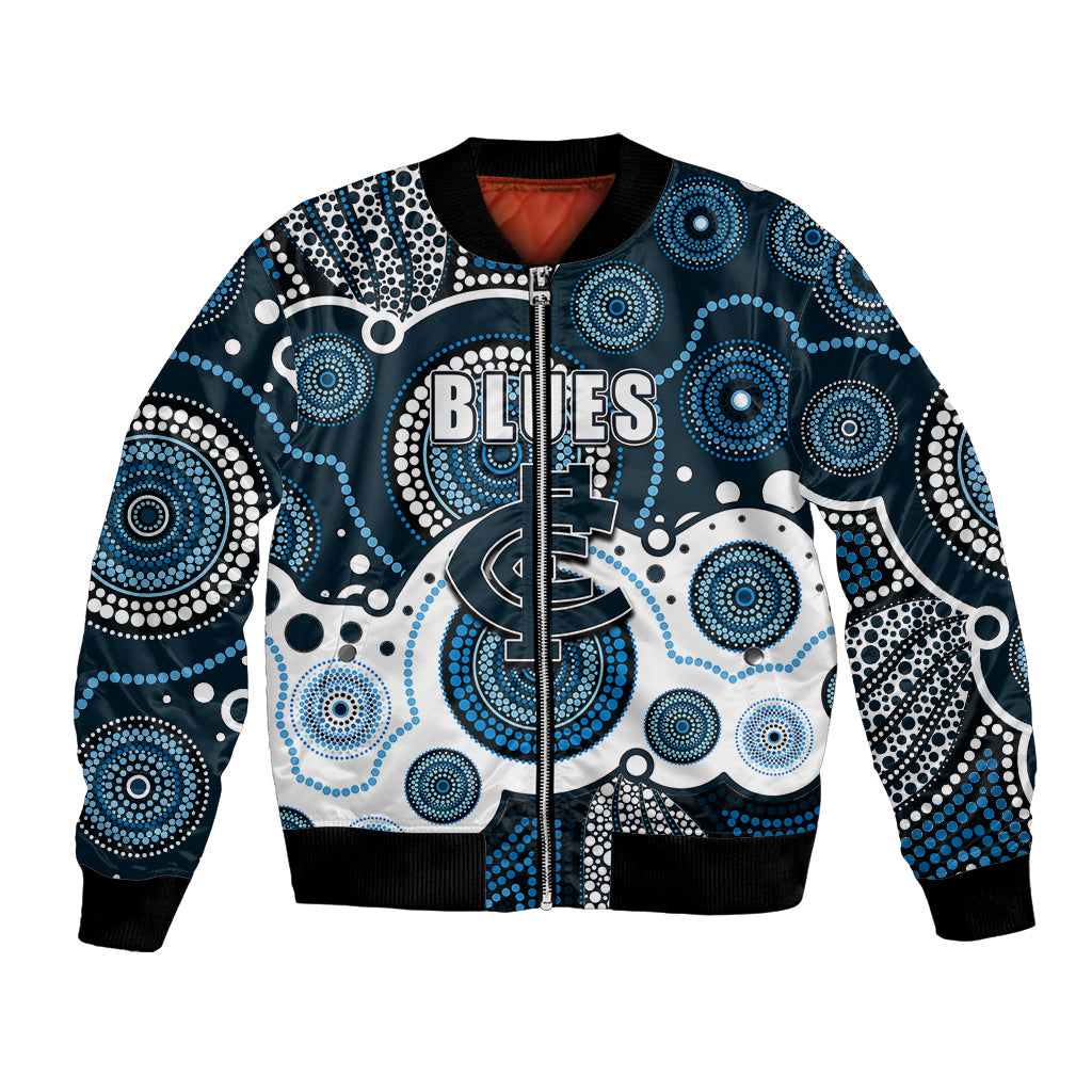 custom-personalised-and-number-blues-afl-bomber-jacket-aboriginal-patterns