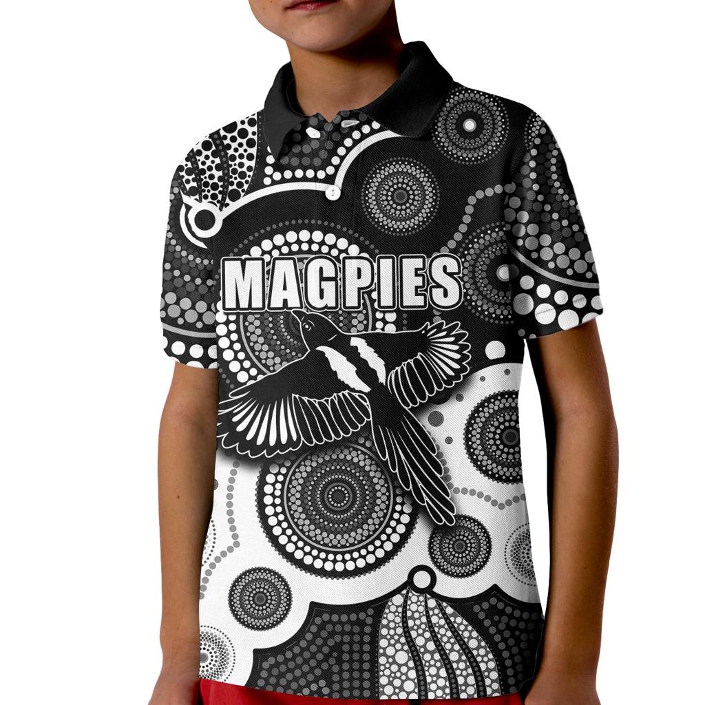 custom-personalised-and-number-magpies-afl-kid-polo-shirt-aboriginal-patterns