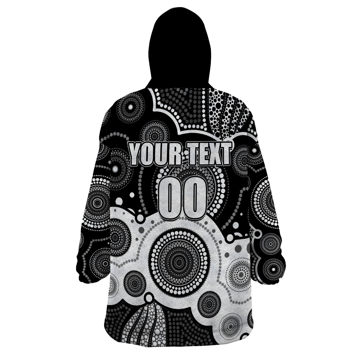 custom-personalised-and-number-magpies-afl-wearable-blanket-hoodie-aboriginal-patterns