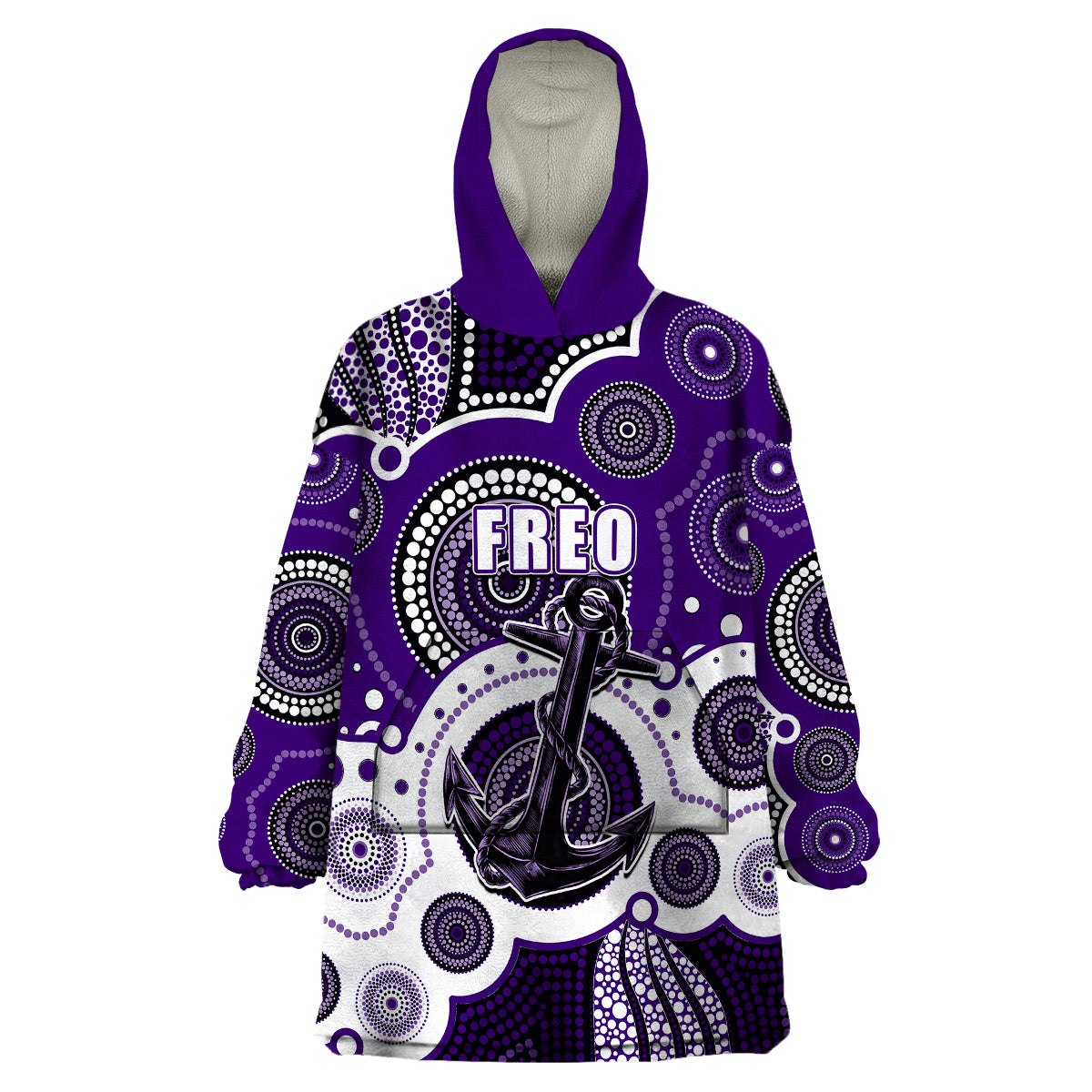 custom-personalised-and-number-freo-afl-wearable-blanket-hoodie-aboriginal-patterns