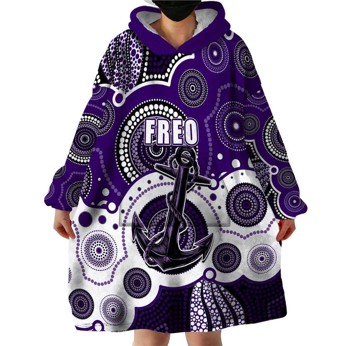 custom-personalised-and-number-freo-afl-wearable-blanket-hoodie-aboriginal-patterns