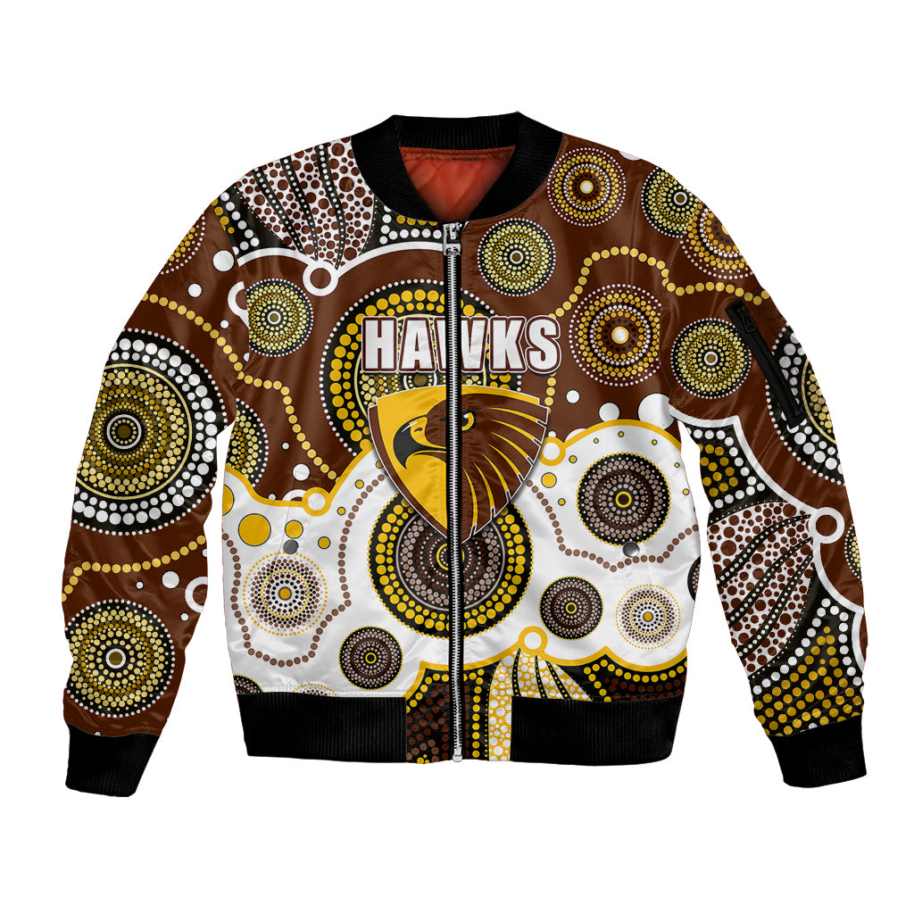 custom-personalised-and-number-hawks-afl-sleeve-zip-bomber-jacket-aboriginal-patterns