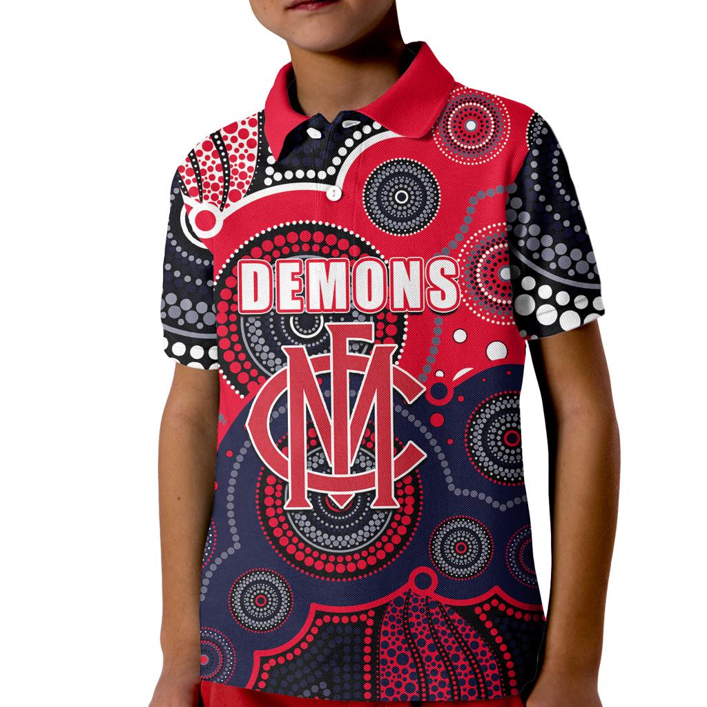 custom-personalised-and-number-demons-afl-kid-polo-shirt-aboriginal-patterns