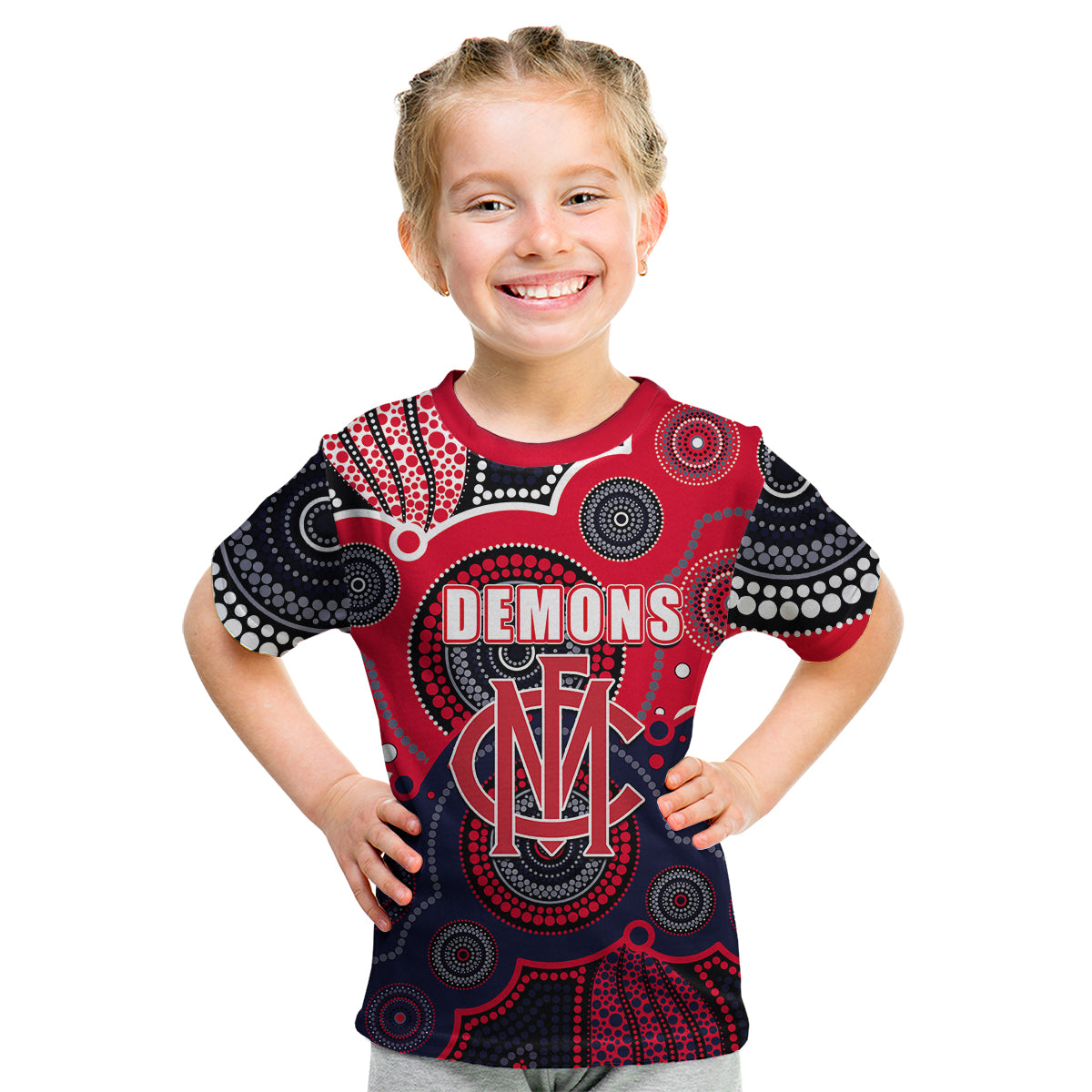 custom-personalised-and-number-demons-afl-kid-t-shirt-aboriginal-patterns