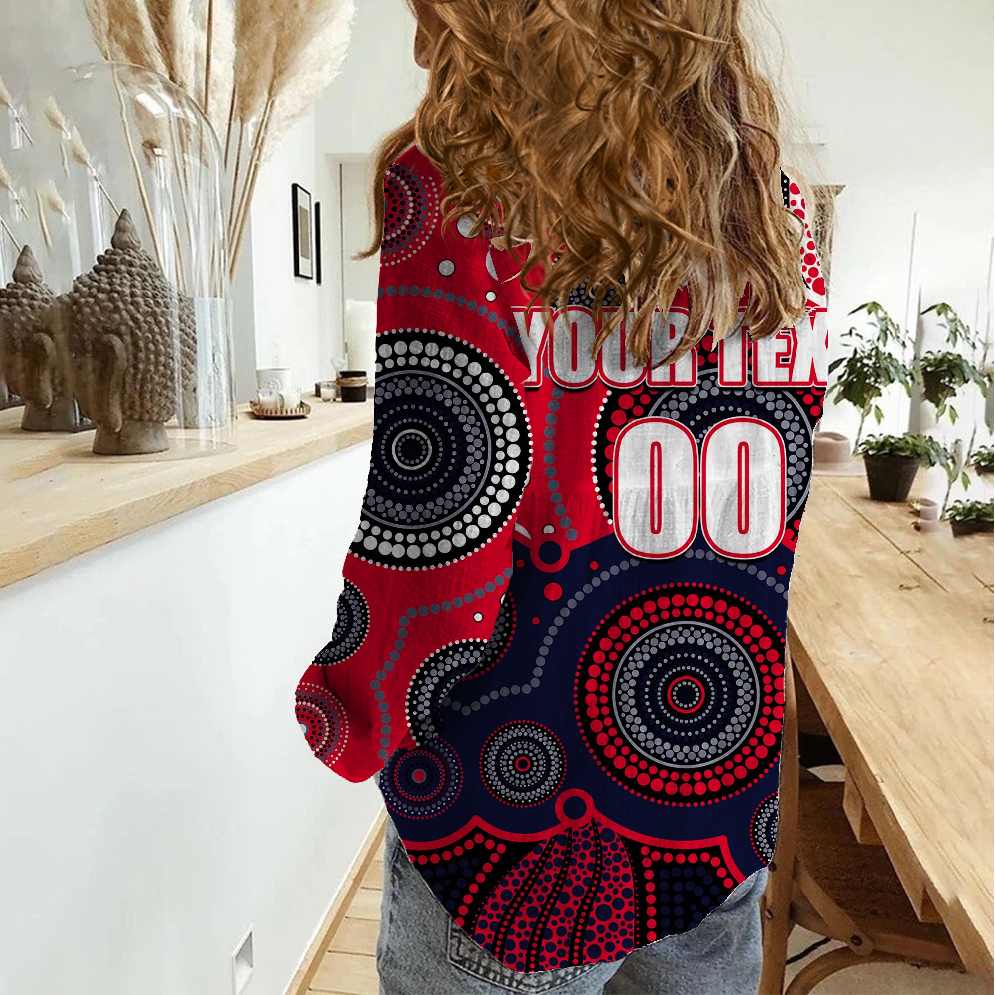 custom-personalised-and-number-demons-afl-women-casual-shirt-aboriginal-patterns