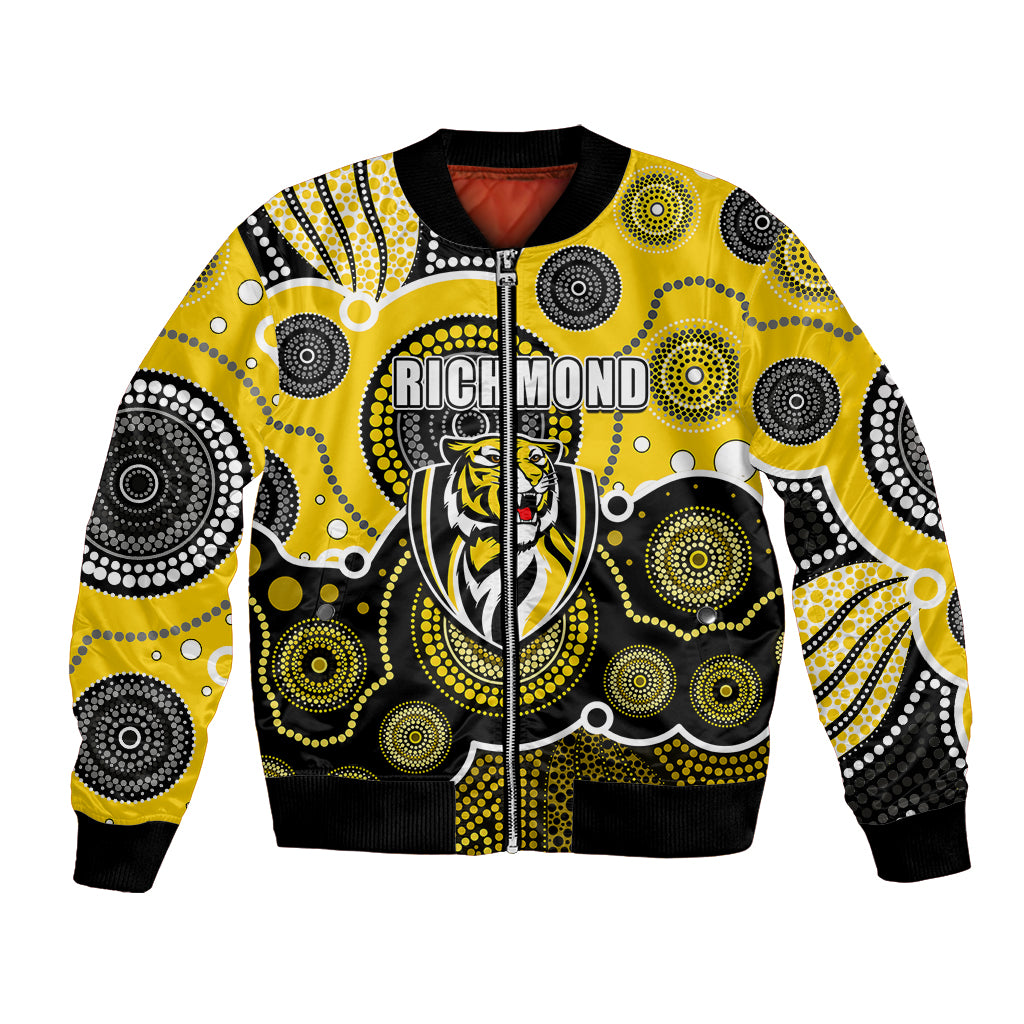 custom-personalised-and-number-yellow-afl-bomber-jacket-aboriginal-patterns