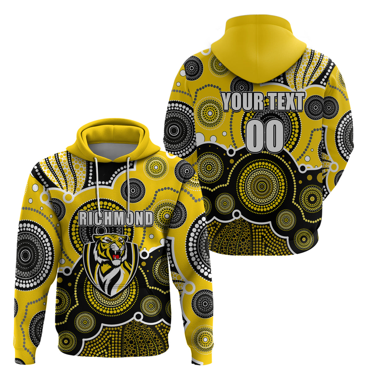 custom-personalised-and-number-yellow-afl-hoodie-aboriginal-patterns