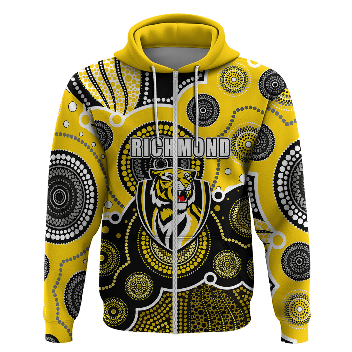 custom-personalised-and-number-yellow-afl-hoodie-aboriginal-patterns