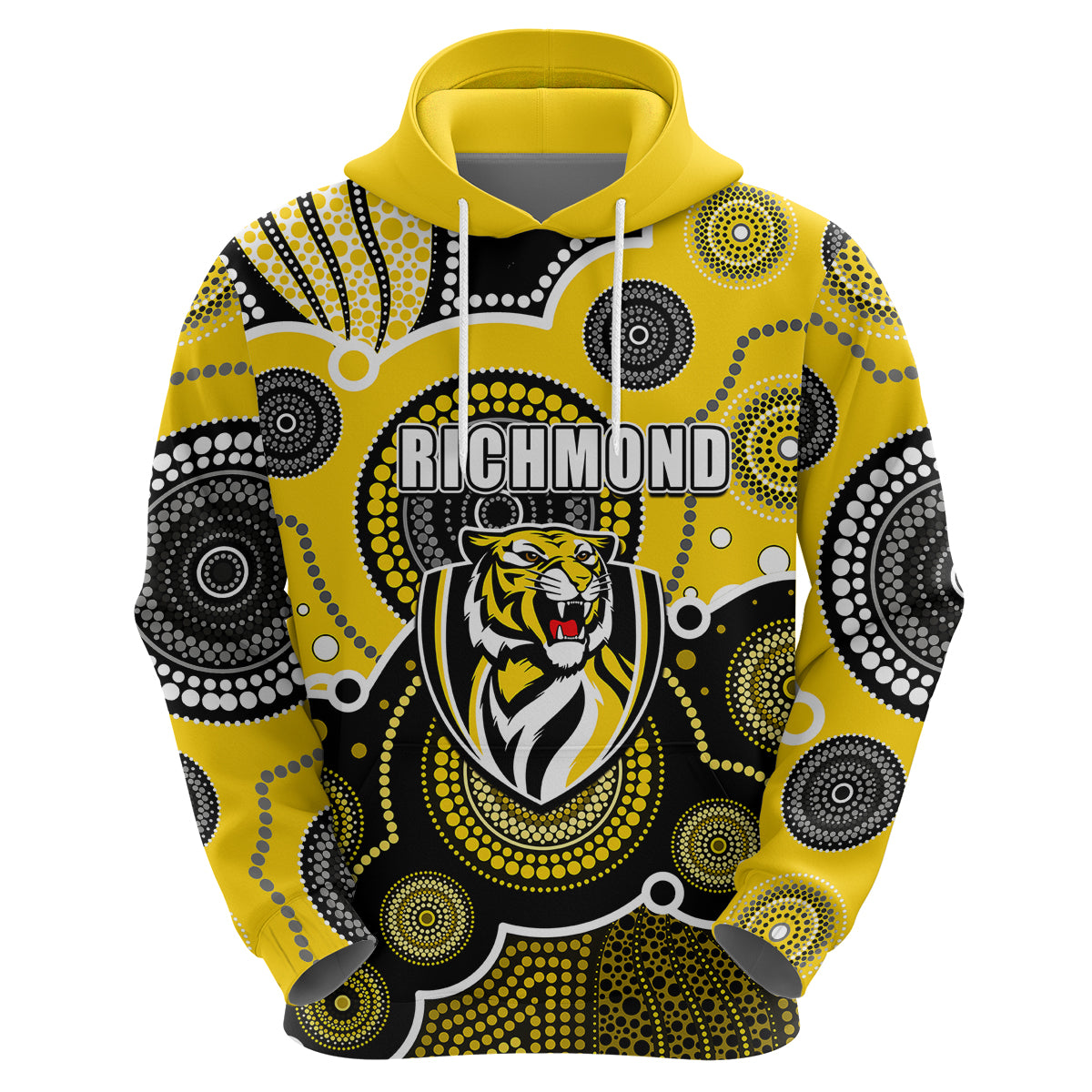 custom-personalised-and-number-yellow-afl-hoodie-aboriginal-patterns