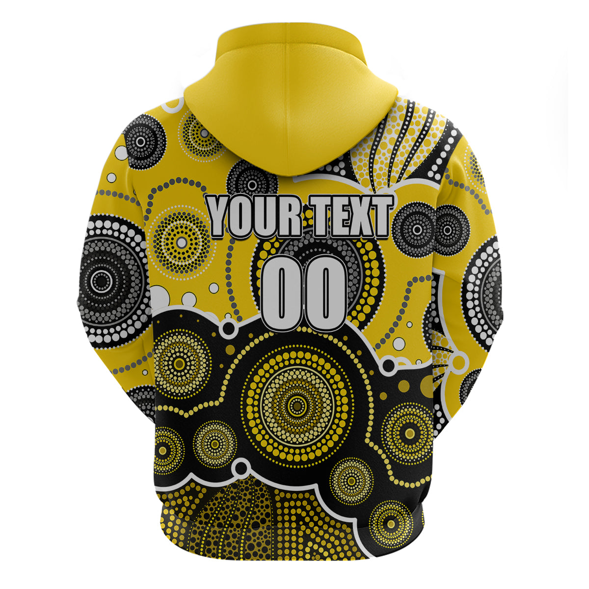 custom-personalised-and-number-yellow-afl-hoodie-aboriginal-patterns