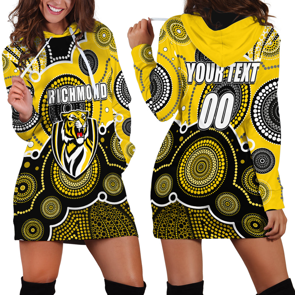 custom-personalised-and-number-yellow-afl-hoodie-dress-aboriginal-patterns