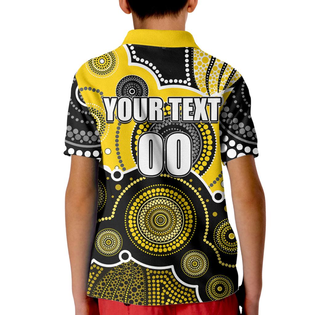 custom-personalised-and-number-yellow-afl-kid-polo-shirt-aboriginal-patterns