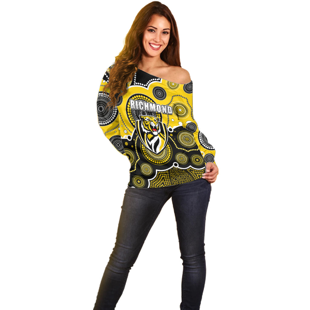 custom-personalised-and-number-yellow-afl-off-shoulder-sweater-aboriginal-patterns