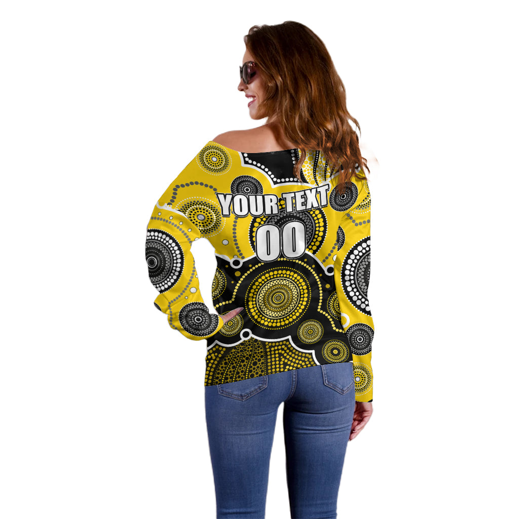 custom-personalised-and-number-yellow-afl-off-shoulder-sweater-aboriginal-patterns