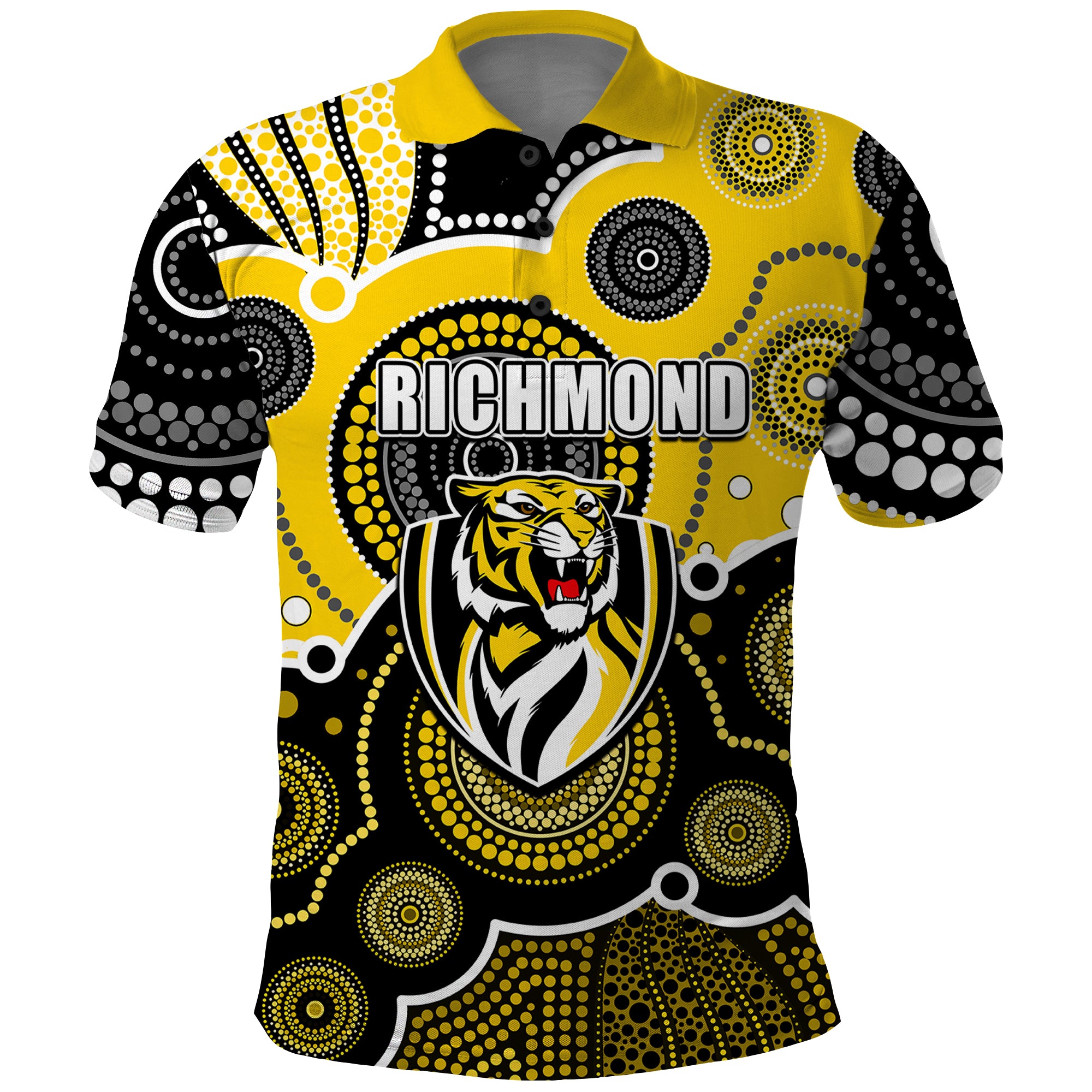 custom-personalised-and-number-yellow-afl-polo-shirt-aboriginal-patterns