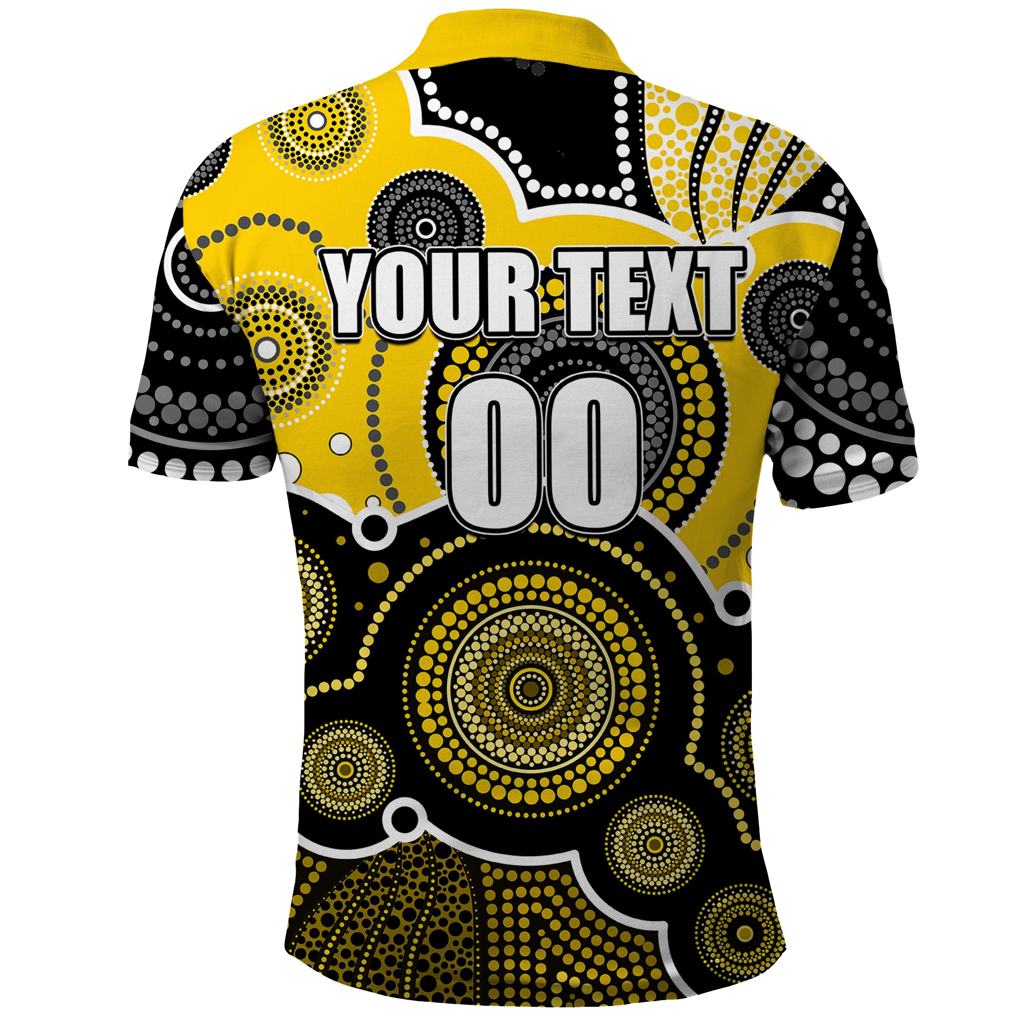 custom-personalised-and-number-yellow-afl-polo-shirt-aboriginal-patterns