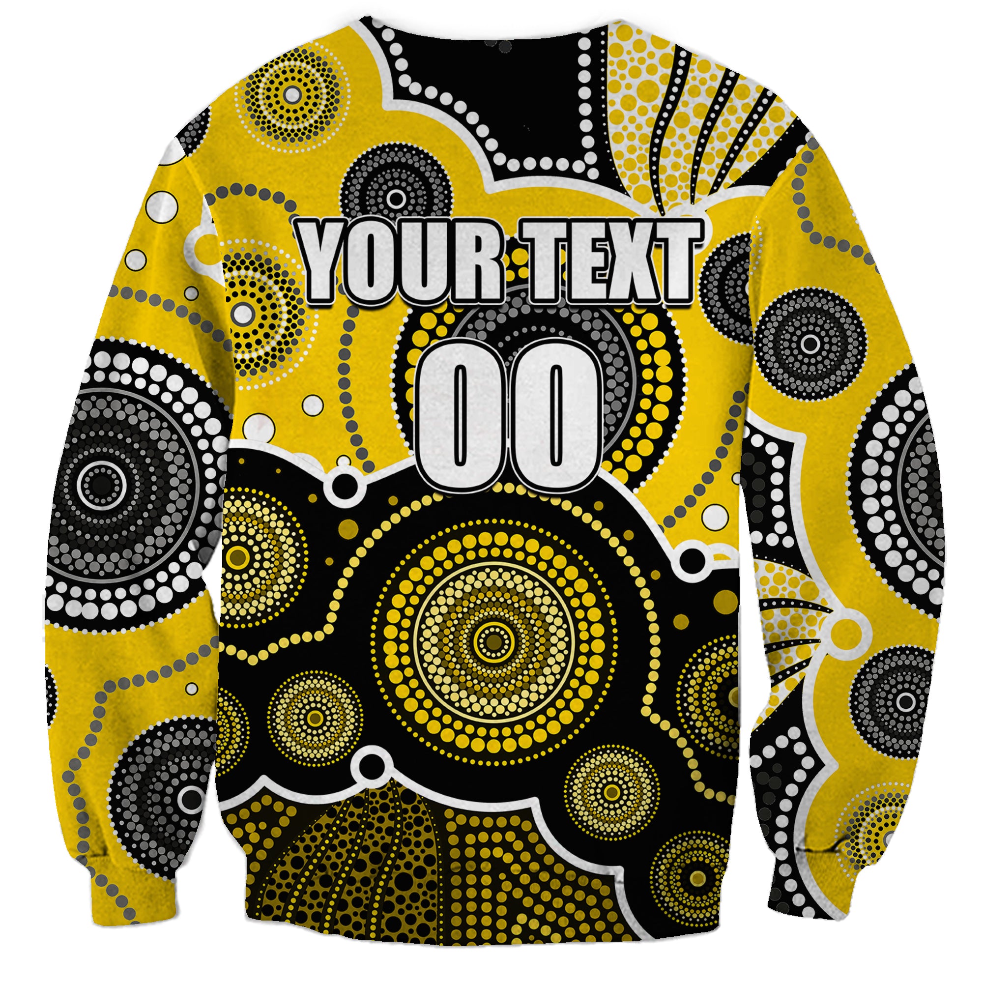 custom-personalised-and-number-yellow-afl-sweatshirt-aboriginal-patterns